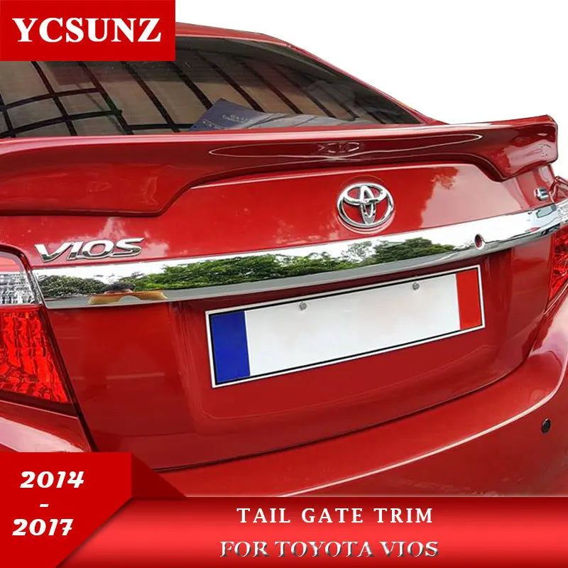 ABS Tail Gate Trim For Toyota Vios 2014 2015 2016 Car Accessories Exterior Parts Tailgate Covers For Toyota Vios 2016 YCSUNZ