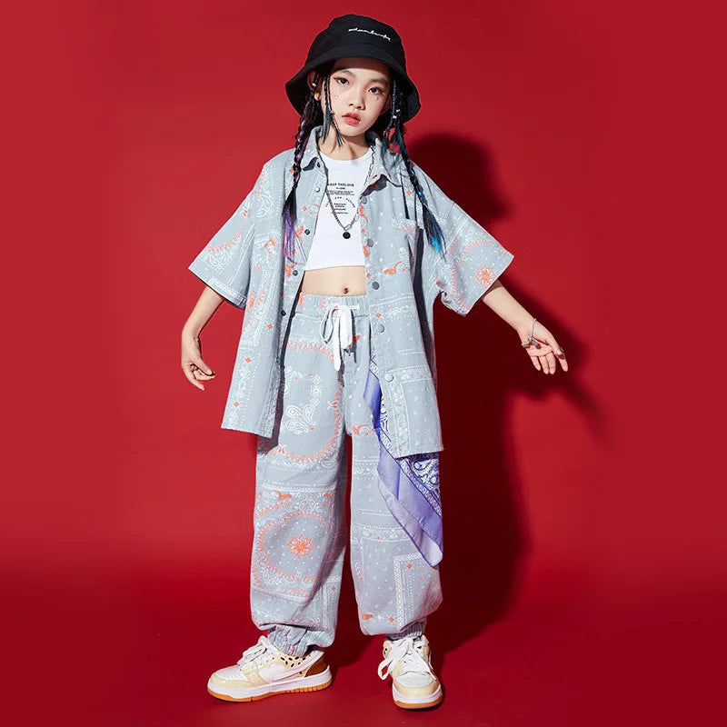 Children's hip-hop style street dance clothing, men's trendy children's clothing, summer runway fashion clothing,children's sets