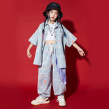 Children's hip-hop style street dance clothing, men's trendy children's clothing, summer runway fashion clothing,children's sets