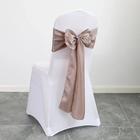 10PCS 17x275cm Sage Green Satin Chair Sashes Bows Chair Cover Ribbons for Wedding Banquet Party Baby Shower Event Decorations