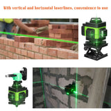 4D 16 Lines Laser Level Machine 3° Self-leveling Machine USB Rechargeable Lithium Battery Leveling Tool High Power Green Laser