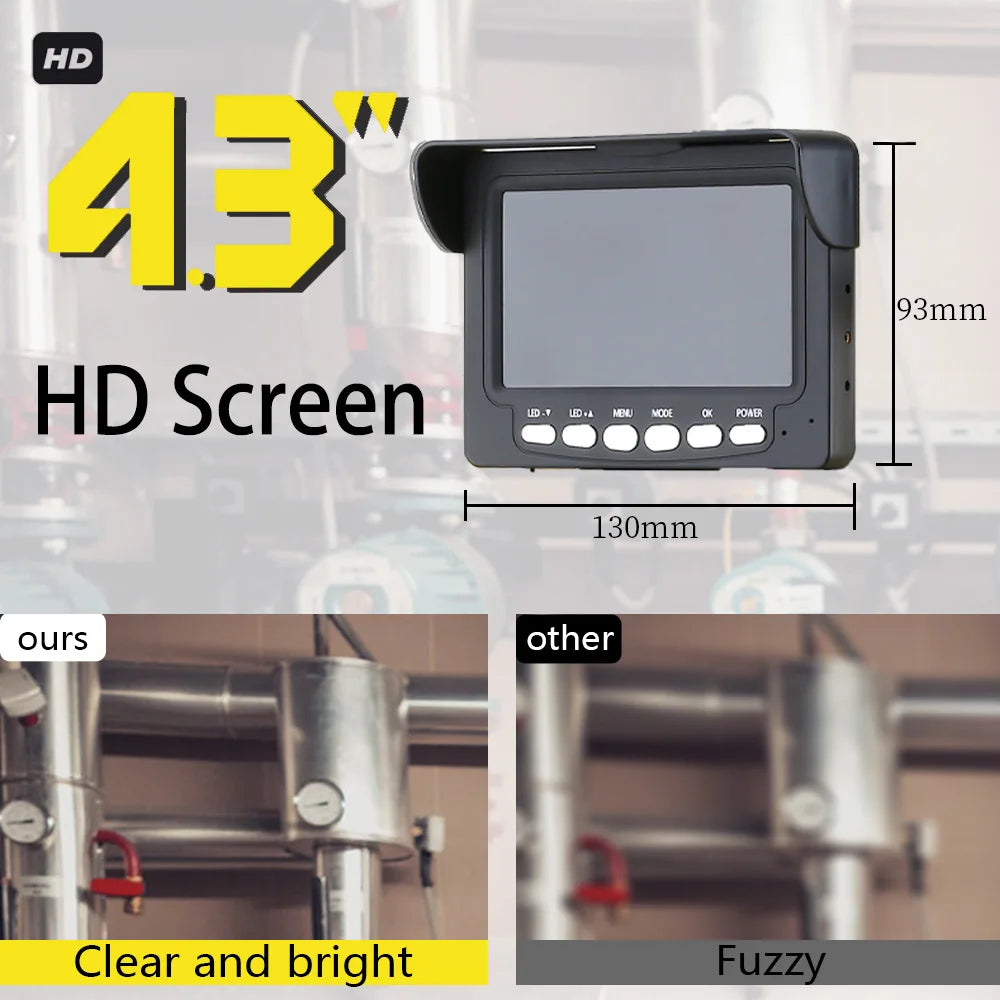 4.3 Monitor Sewer Pipe Inspection Camera, 17MM/22MM Drain Sewer Pipeline Industrial Endoscope with 4500mA Battery 16G DVR Card