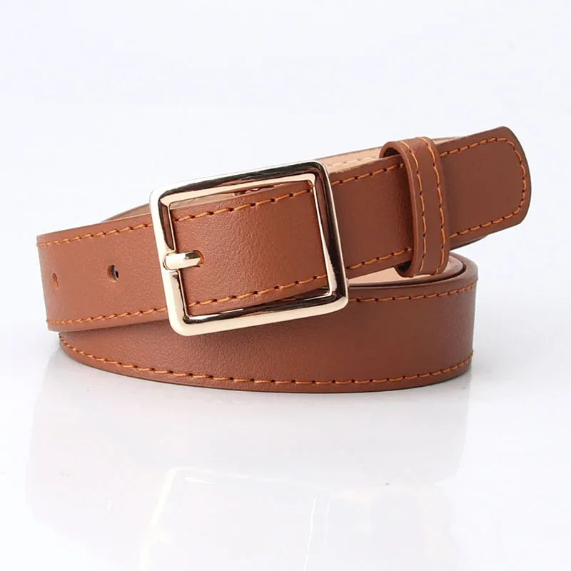 2023 Women Belts New PU Leather Simple Metal Buckle Belt Girls Dress Jean Pants Waistband Belts for Lady Luxury Designer Brand