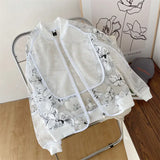 Sunscreen Skin Coats Sport Baseball Jersey Unisex Mesh Patchwork Flower Jacket Summer Men's White Hollowed Out Plus Size Outfit