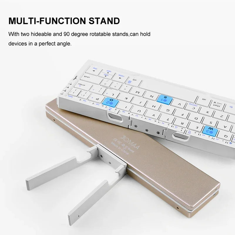 Folding Mini Keyboard Wireless Bluetooth Keypad Supported 3 Devices With Stand Rechargeable Keyboard For Phone Tablet