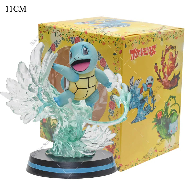 Anime Pokemon Figure Charizard Squirtle Bulbasaur Vulpix Scenes Special Effects Version Figurine Toys PVC Model Collection Dolls