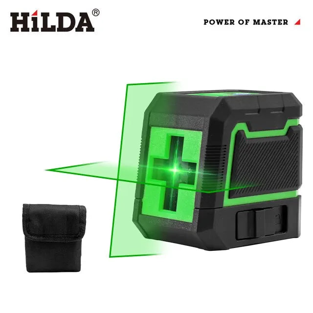 HILDA 2 Lines Laser Level Self-Leveling Horizontal And Vertical Cross Super Powerful Green Laser Beam Line