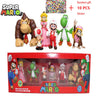 6pcs/set Super Mario Bros PVC Action Figure Toys Dolls Model Set Luigi Yoshi Donkey Kong Mushroom for kids birthday gifts AAA