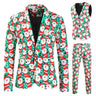 Mens Fashion Casual Suit Printed Christmas Jacket Pants Vest Three Set Of Men Suits Sets