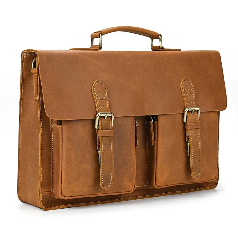 15.6" Genuine Leather Bag for Men Laptop Business s Cowhide Work Tote Bolso Briefcase Messenger Male Computer Fashion