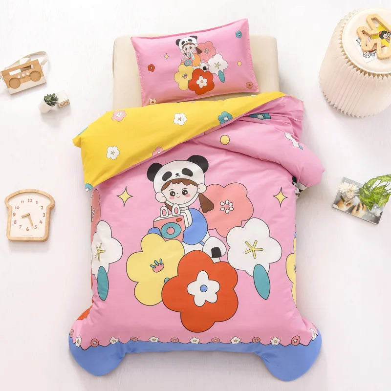 Children's Cotton Three-piece Set Kindergarten Nap Cartoon Bed Sheet Quilt Cover Cotton Bedding Kit Pillowcase CP27