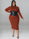 Zipper Dress Tight Ladies Mid Length Plus Size Leather Woman Dress One Piece Long Sleeved Elegant Birthday Dress Fast Express