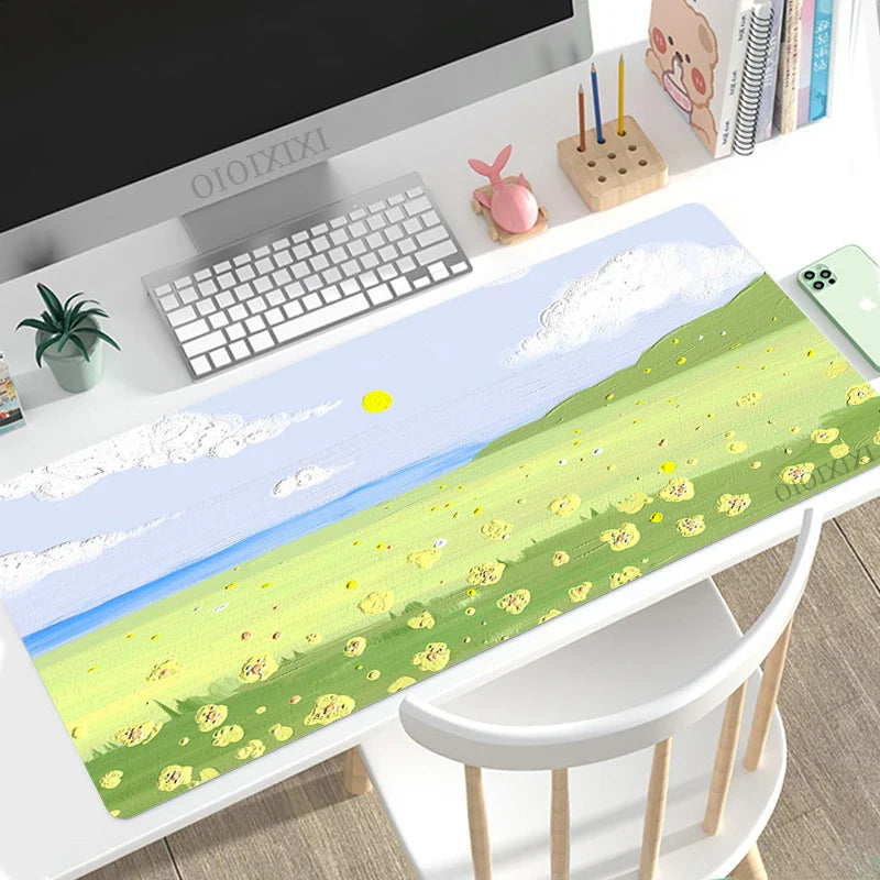 Mouse Pad Gamer Cute Aesthetic Kawaii Oil Painting XL Mousepad XXL Mechanical Keyboard Pad Office Office Accessories Mice Pad