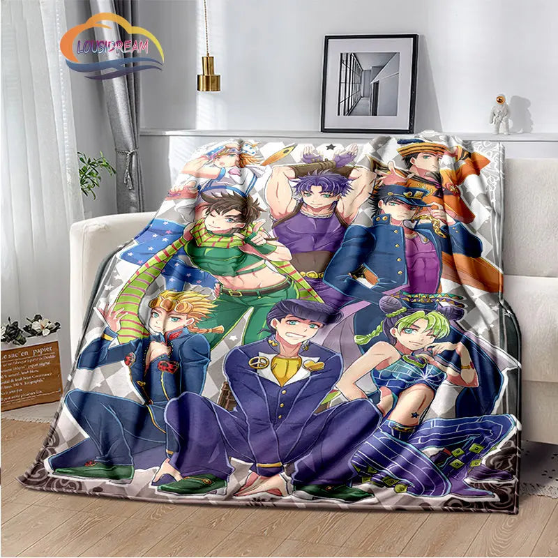 Anime JoJo's Bizarre Adventure Stone Ocean flannel Blanket Throw blanket Warm Sofa bed  children and girls Gift s