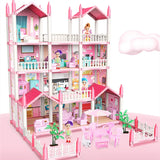 3D Cross-border Blockbuster Children's And Girls' Family Toys, Fantasy Princess Castle Villa Assembly Doll House Set Toys