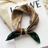 Horse Print 100% Real Silk Square Scarf Women Luxury Brand Small Neckerchief Female Hair Hand  Wrist Foualrd Scarves Bandana