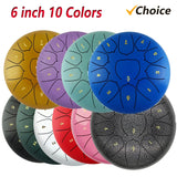 6 Inch Steel Tongue Drum 11 Notes Handpan Drum with Drum Mallet Finger Picks Percussion for Meditation Yoga 10 Colors