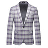 Red Striped Plaid Suit Jacket Men's Double Breasted V-Neck Dress Coat Fashion Slim Fit Blazer Wedding Party Tops M-5XL 6XL