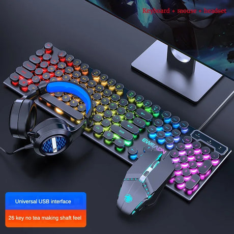 Cool Backlit Floating Button Design 104 Keys Waterproof And Dustproof Ergonomic Gamer Mouse And Keyboard And Headset Kit