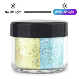 10g/Bottle UV Light Sensitive Changing Color Nail Art Glitter Powder Laser Nail Sequins DIY Jewelry Making Accessories