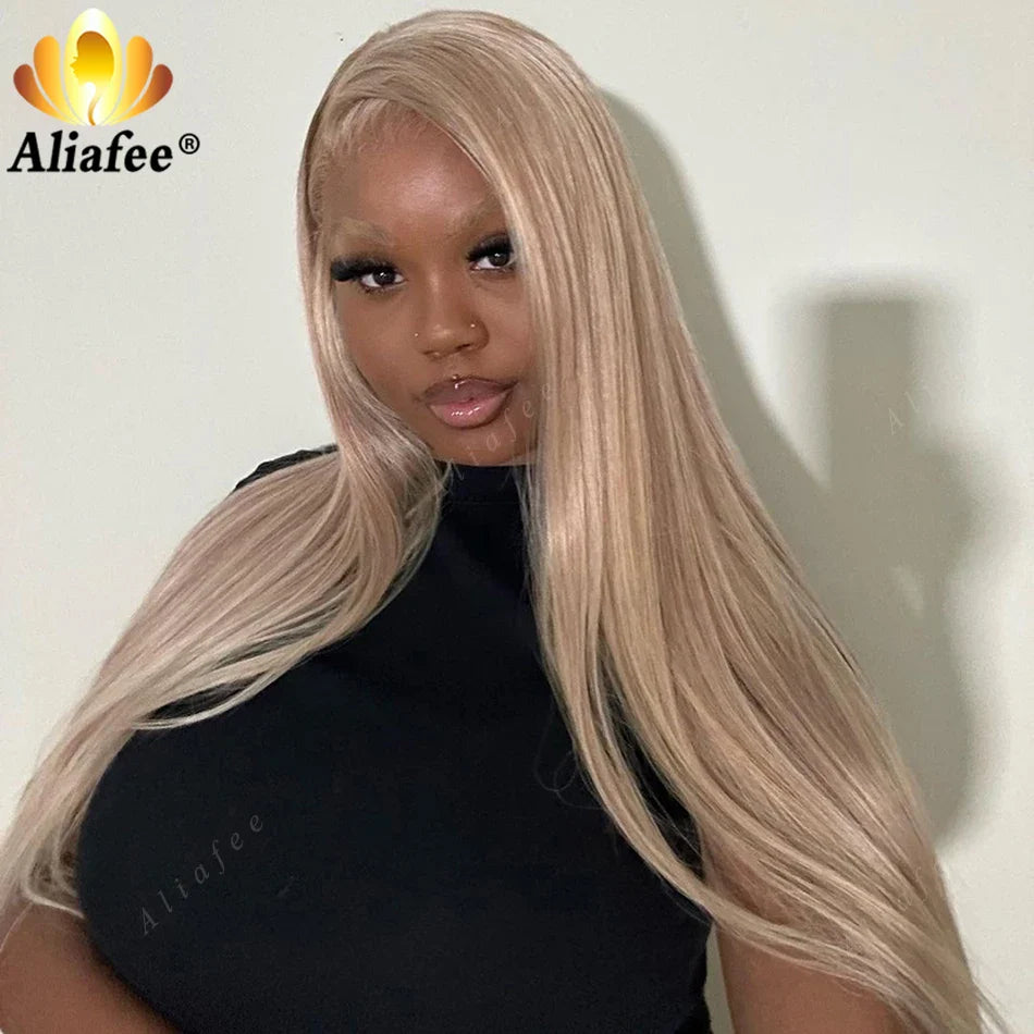 Brown Blonde Highlight 13X4 Lace Frontal Human Hair Wigs Transparent 13X6 Lace Frontal Wig Ash Blonde Color 5x5 Lace Closure Wig