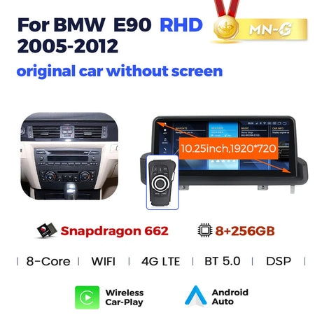 NaviFly 2024 New KSW For BMW 3 Series E90 E91 E92 2005 - 2012 Car Intelligent System Android 13 Snapdragon 680 8GB 256GB Carplay