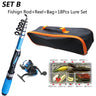 Fishing Rod Full Kits 1.2M Telescopic Sea Spinning Reel Baits Lure Set Travel Fishing Gear Accessories Bag Beginner 6 Options