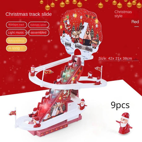 New Santa Claus Climbing Stairs Early Education Electric Track Light Music Christmas Halloween Gift Kids Electronic Toys