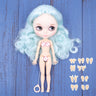 ICY DBS Blyth doll 1/6 BJD Customized nude joint body with white skin, glossy face,blue background is matte face girl gift, toy