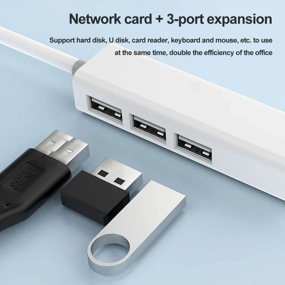 Network Card USB Type-C Ethernet Adapter USB TYPE-C 4 In 1 Hub 2.0 to Gigabit Rj45 Lan 100Mbps Ethernet Adapter for PC Lapotp