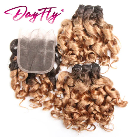 Hair Bundles With Closure Natural Brazilian Hair Weave Bundles With Closure 4x4 Short Ombre Loose Wave Bundles With Lace Closure