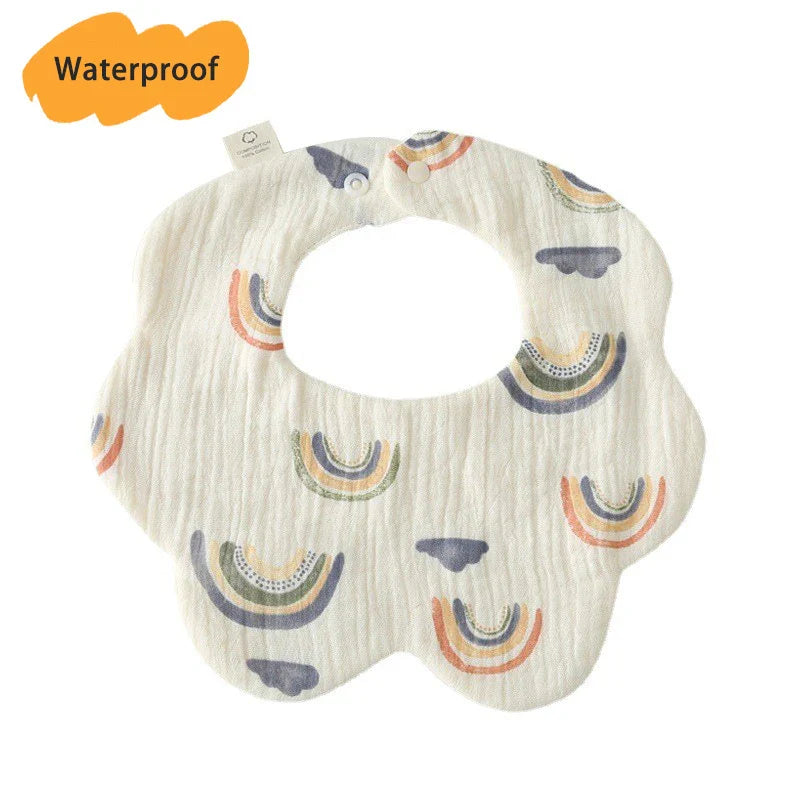 New Thickened 7 Layers Cotton Waterproof Baby Bibs Cute Print Saliva Towel Newborn Burp Cloths for Boys Girls Feeding Drool Bib