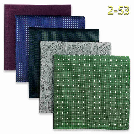 5 Pieces Colorful Assorted Mens Pocket Square Silk Classic Handkerchief Set Gift