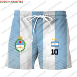 Custom New Argentina Sport Men Short DIY Number Argentine Flag Print Athletic Shorts for Beach Gym Running Street Casual Workout