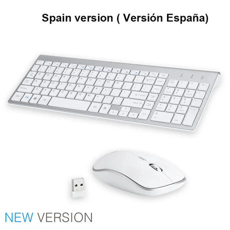 SeenDa Russian Spain Wireless Keyboard and Mouse Combo 2.4G Full Size Silent Button Keyboard Mouse Set for Laptop PC Computer