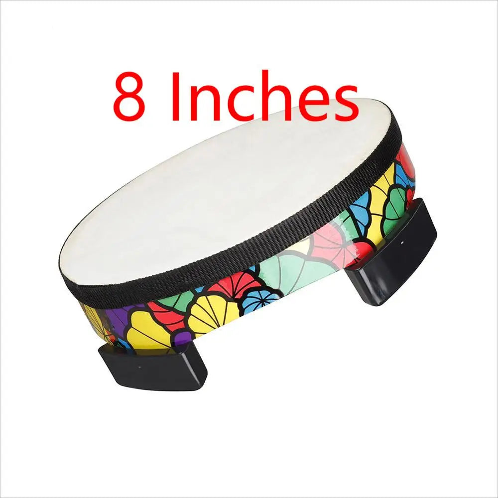 8/10 Inches Ground Drum Sheepskin Drumhead Orff Tambourine Handheld Children Musical Enlightenment Percussion Instrument Toys