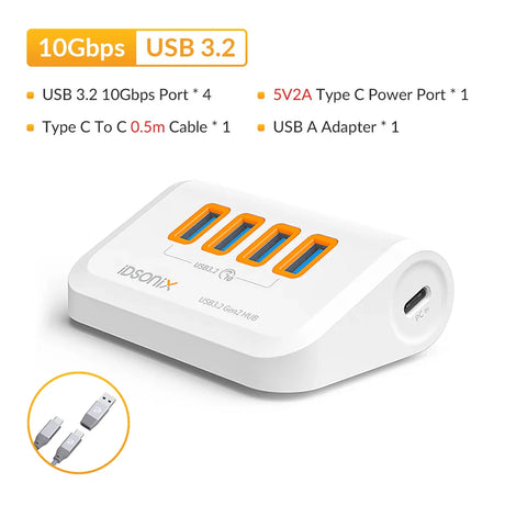 iDsonix USB Splitter USB 3.2 Hub 10Gbps Type C Adapter Multi Ports USB 3.0 Docking Station Hub for Surface Macbook Laptop PC Hub