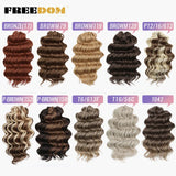 FREEDOM Deep Wavy Twist Crochet Hair 16 Inch Synthetic Curly Crochet Braids Hair High Temperature Fiber Braiding Hair Extensions