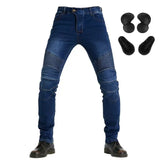 Men Jeans Embroidery Motorcycle Pants Pantalon Motocross Belt Protective Gear Motorcycle Driver's License Test Motos Jeans