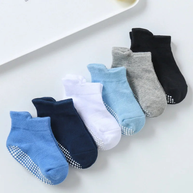 6 Pairs/lot Toddler Baby Socks Cotton Solid Color Warm Kids Leg Warmers Kids Girls Boys Toddler Soft Anti-slip Sock