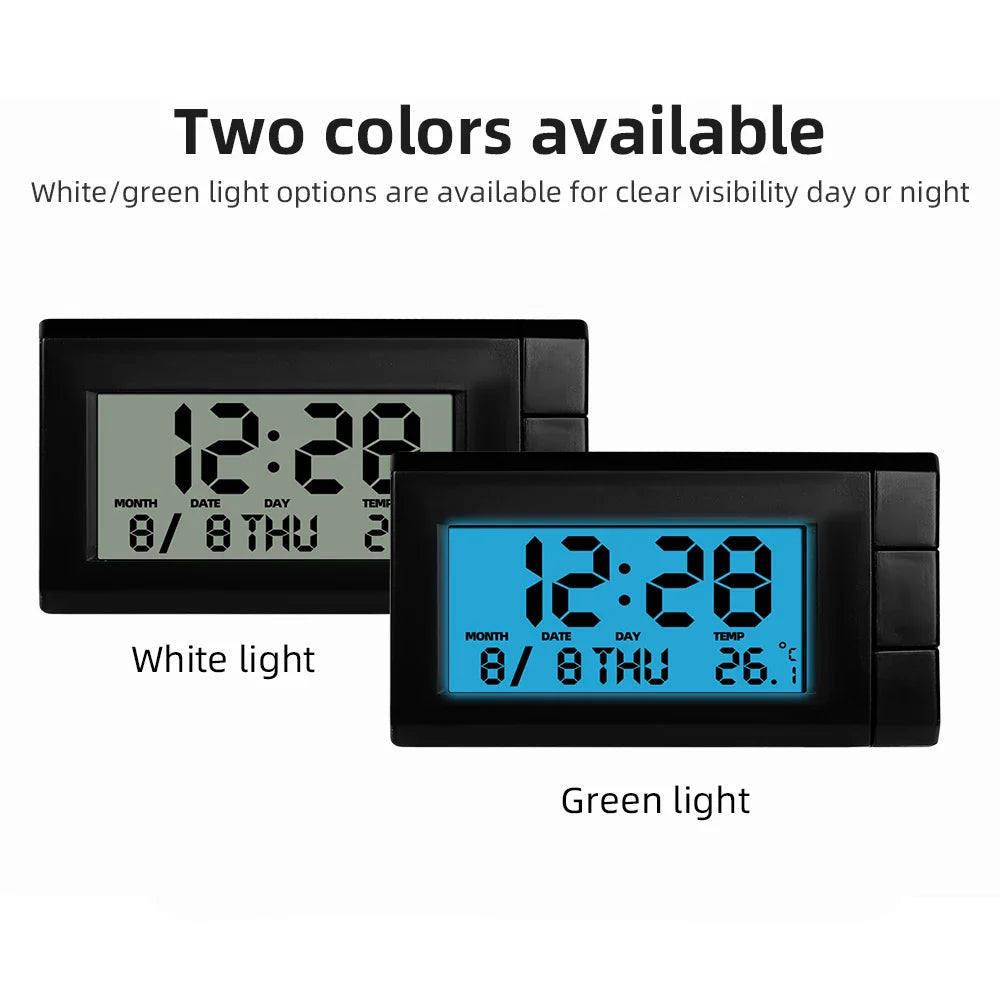 Electronic Car Clock 2 IN 1 Thermometer Time Watch Auto Clocks Luminous LCD Digital Display Dashboard Styling Accessories ZW