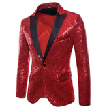 Men's Suit Round Sequin Pocket Single Row Button Wedding Groom Stage Show Hosting Dinner Menswear Bar Dance Casual Men Blazer