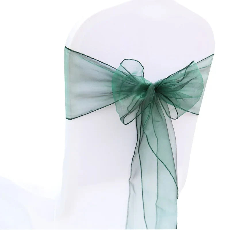 10/50/100Pcs Organza Chair Sashes Knot Bands Chair Bows For for Wedding Party Banquet Event Country Wedding Chair Decoration