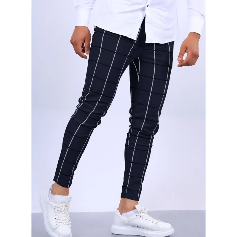 New Men's Plaid Casual Pants Stylish Comfortable Suit Pants Trousers For Office Workers Business Social Daily Wear Pencil Pants