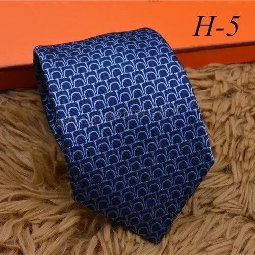 2024 new H Family 100% Silk Tie Creative Stripe Gift for Work Wedding 8cm Suit Accessories necktie  bowties  collared shirt