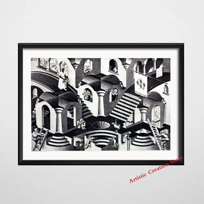 Modern Abstract Art Escher Surreal Geometric Artwork Posters Prints  Canvas Painting Wall Picture Art for Living Room Home Decor