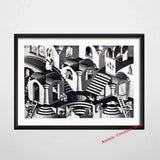 Modern Abstract Art Escher Surreal Geometric Artwork Posters Prints  Canvas Painting Wall Picture Art for Living Room Home Decor