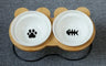 New High-end Pet Bowl Bamboo Shelf Ceramic Feeding and Drinking Bowls for Dogs and Cats Pet Feeder Accessories