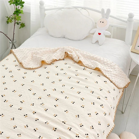 3D Minky Dot Baby Blanket Newborn Cotton Gauze Blanket Toddler Rainbow Leopard Print Super Soft Muslin Throw Swaddle Wraps