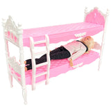 NK Official 1 Pcs Pink Bunk Bed  Princess 1/6 Doll Furniture Girl' Bedroom Accessories for Barbie Doll Kids Gift Dollhouse Toy